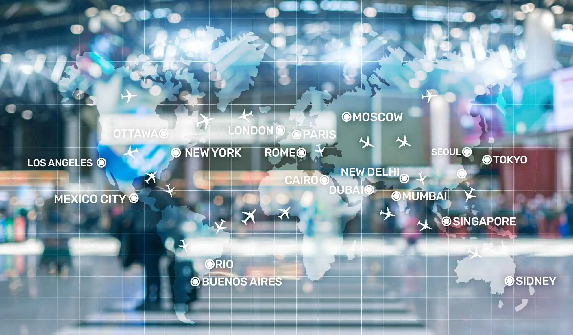 come-nascono-codici-aeroportuali-mappa-rotte-aeree Mappa delle rotte aeree con città internazionali, riferimento all’origine geografica dei codici aeroportuali